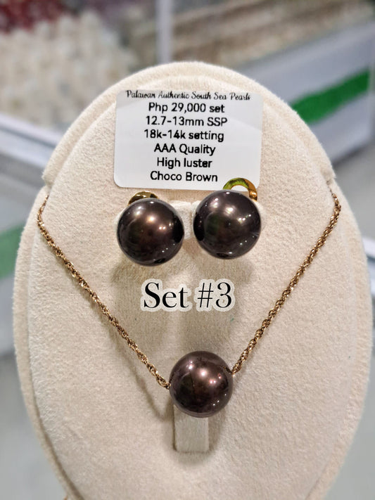 12.7mm - 13mm Authentic Choco Brown South Sea Pearls Set in 14K & 18K Gold