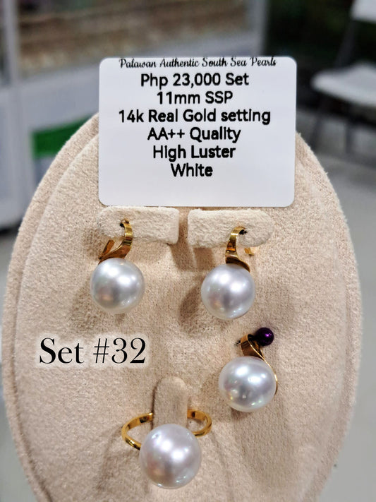 11mm Authentic White South Sea Peals Set in 14K Gold