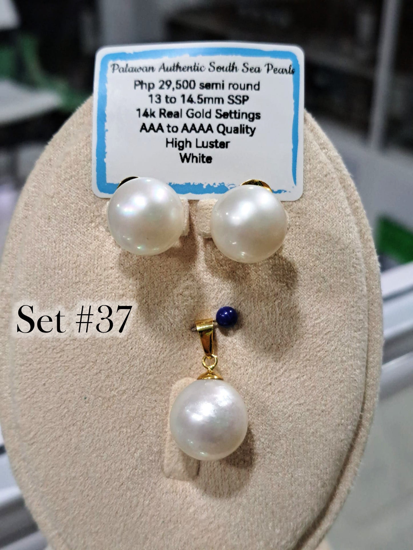 13mm to 14.5mm Authentic South Sea Pearls White Color in 14K Gold