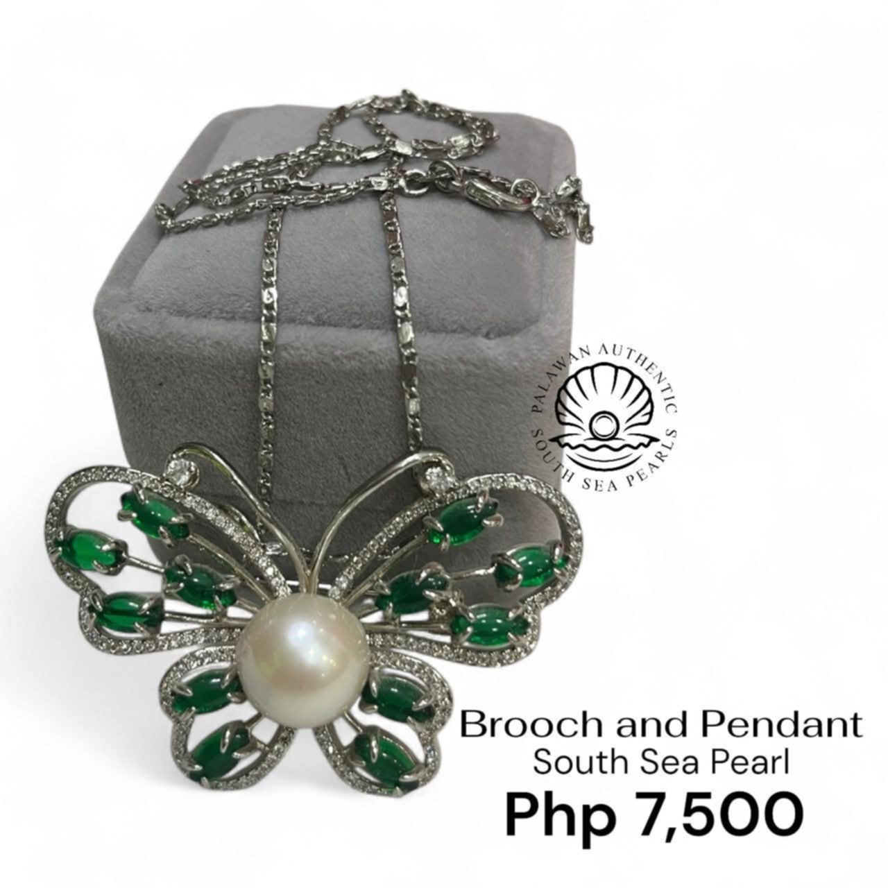 13mm Palawan Authentic Creamy Color South Sea Pearl Brooch Pin in 5 Micron Plated Settings