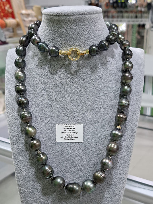 Tahitian Black Authentic South Sea Pearls Necklace