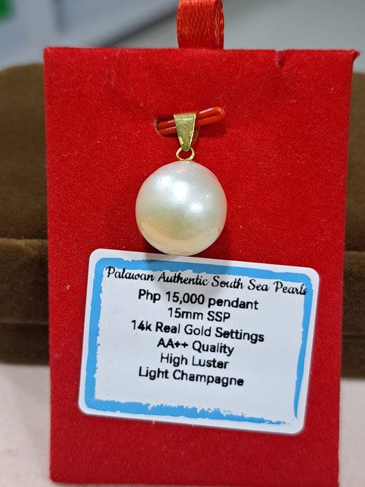 15mm Light Champagne South Sea Pearls Pendant