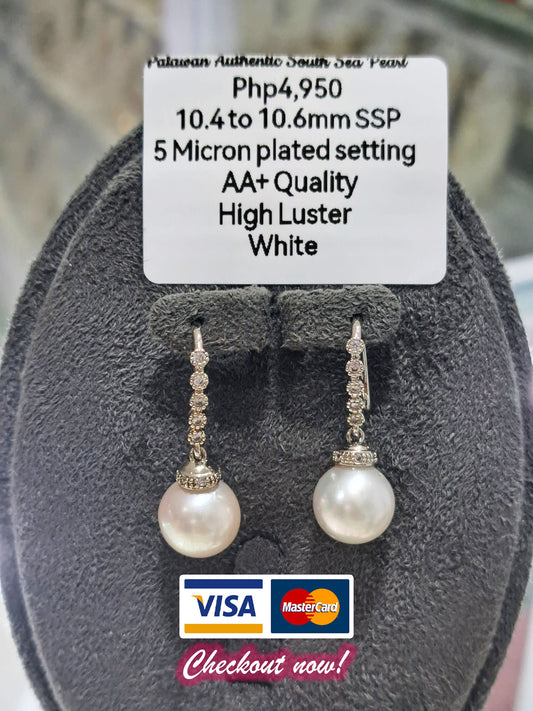 10.4mm to 10mm White South Sea Peals in Plated Settings only