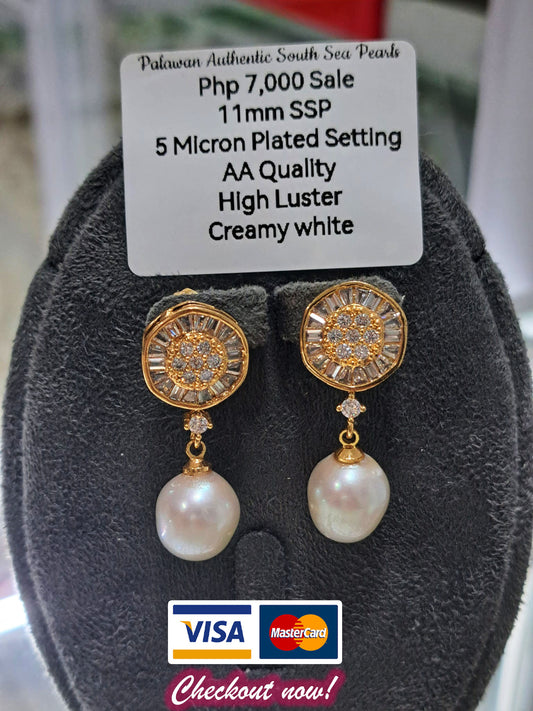 11mm Creamy White South Sea Pearls in Plated Settings only