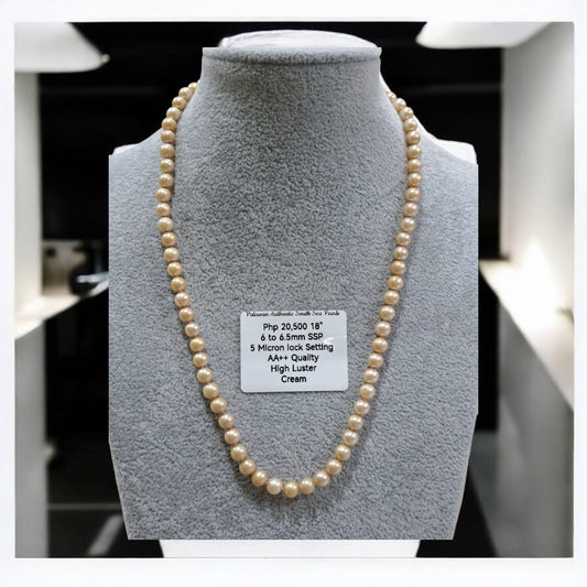 6mm to 6.5mm Authentic Cream South Sea Pearls Choker Necklace in 5 Microns Settings
