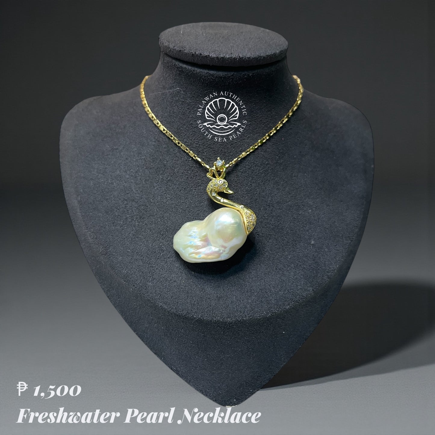 Freshwater Pearl Necklace Swan Pendant
