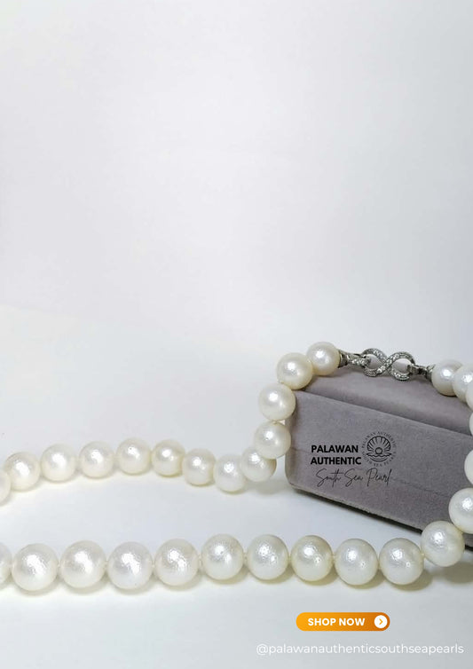 12mm to 13.6mm Palawan Authentic Classic White Color South Sea Pearl Choker in 5 Micron Lock Settings