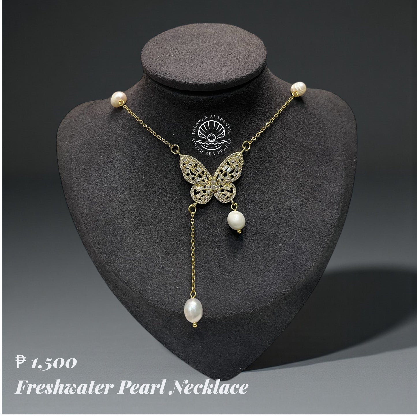Freshwater Pearl Necklace Butterfly pendant