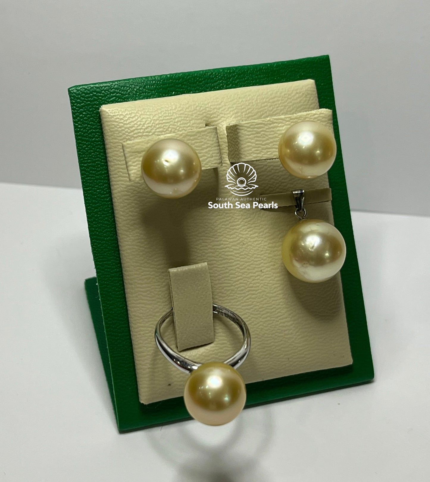 11 to 13mm Palawan Authentic Champagne Color South Sea Pearl Sets in S925 Settings