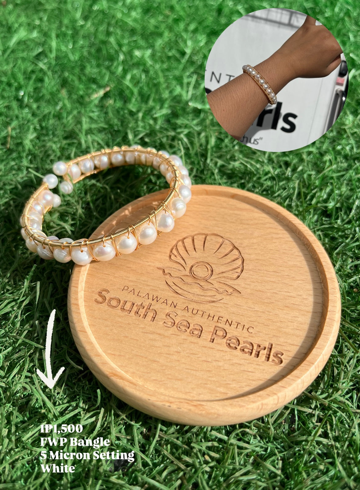 Authentic Fresh Water Pearl in 5 Micron Setting