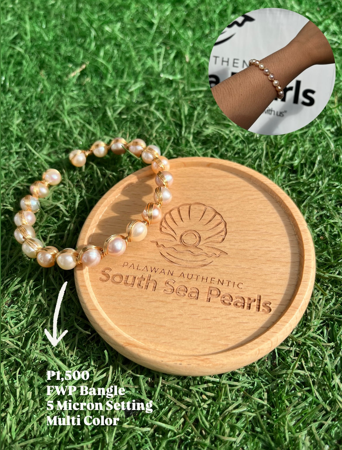 Authentic Fresh Water Pearl in 5 Micron Setting