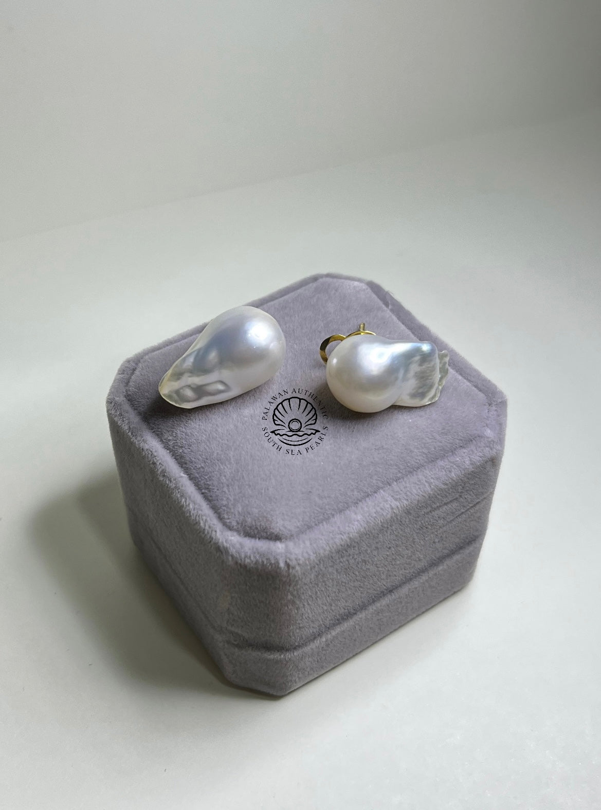 12.2/21mm Palawan Authentic White South Sea Pearl Earrings in 14k Real Gold Settings