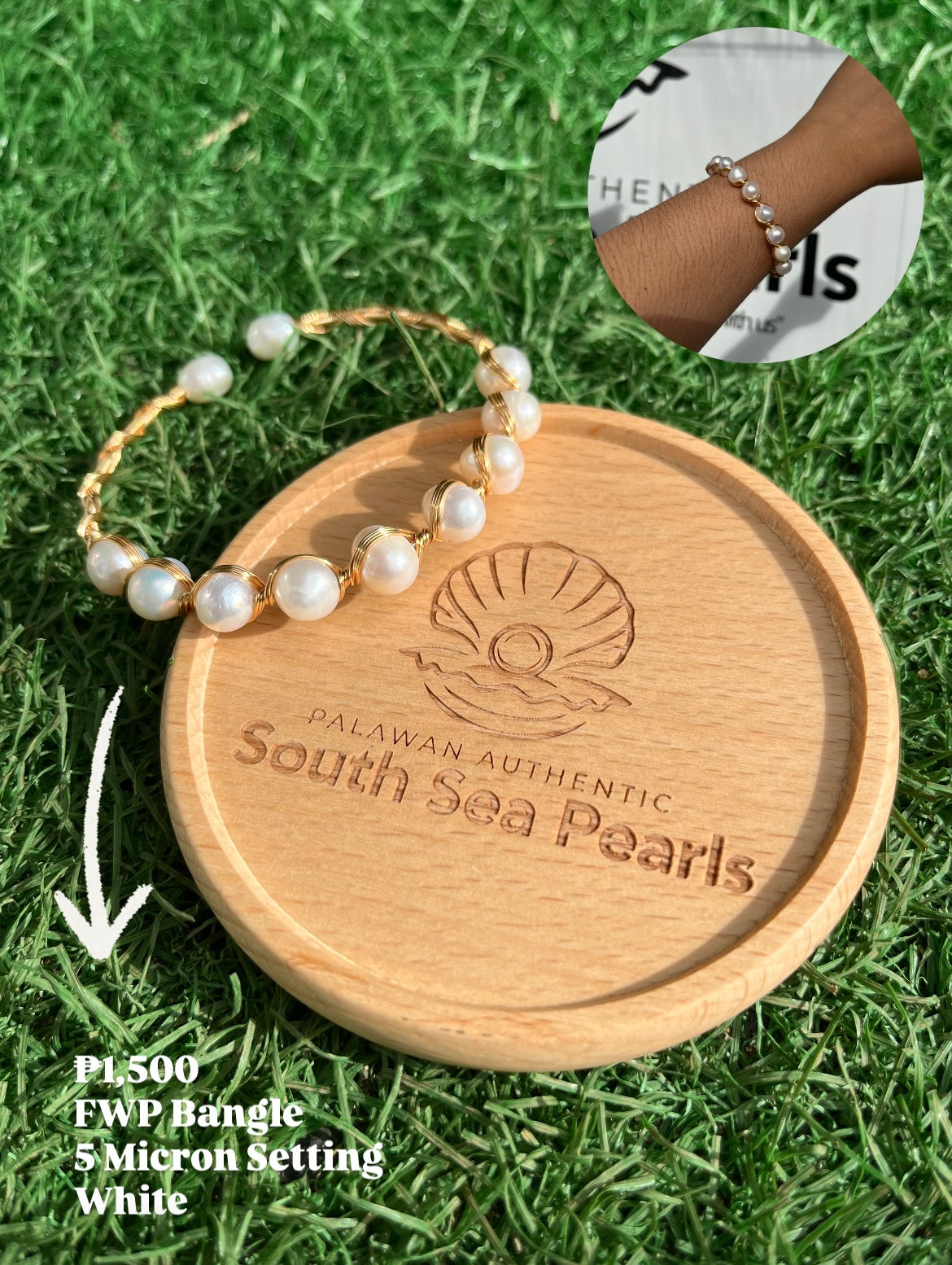 Authentic Fresh Water Pearl in 5 Micron Setting