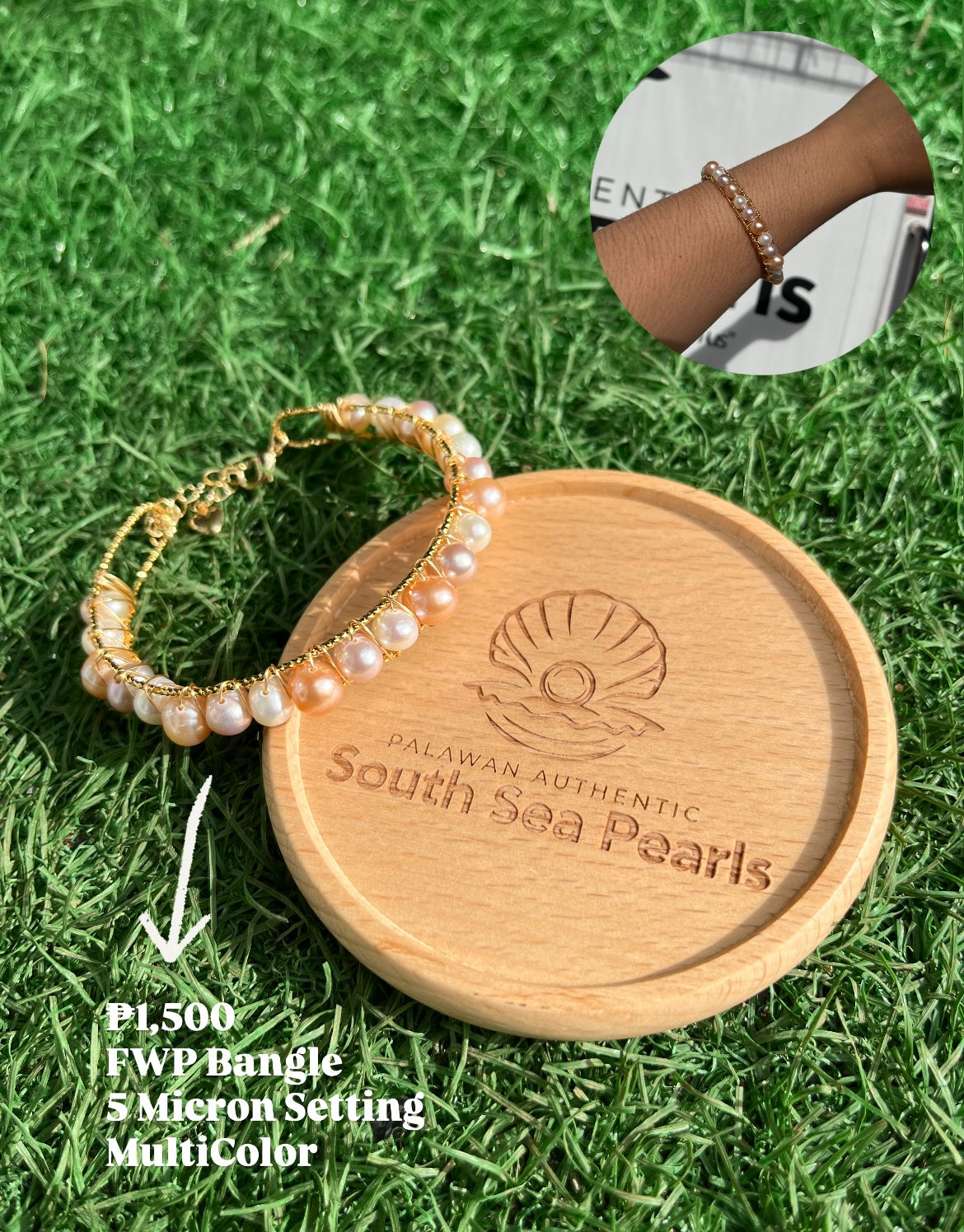 Authentic Fresh Water Pearl in 5 Micron Setting