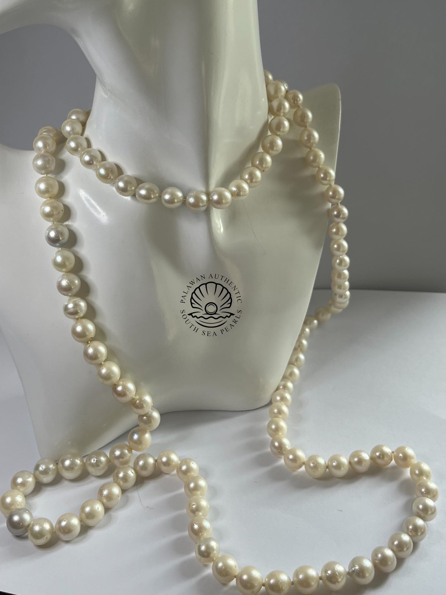9 to 11mm Palawan Authentic White Color South Sea Pearl Choker in 14K Real Gold Lock Settings