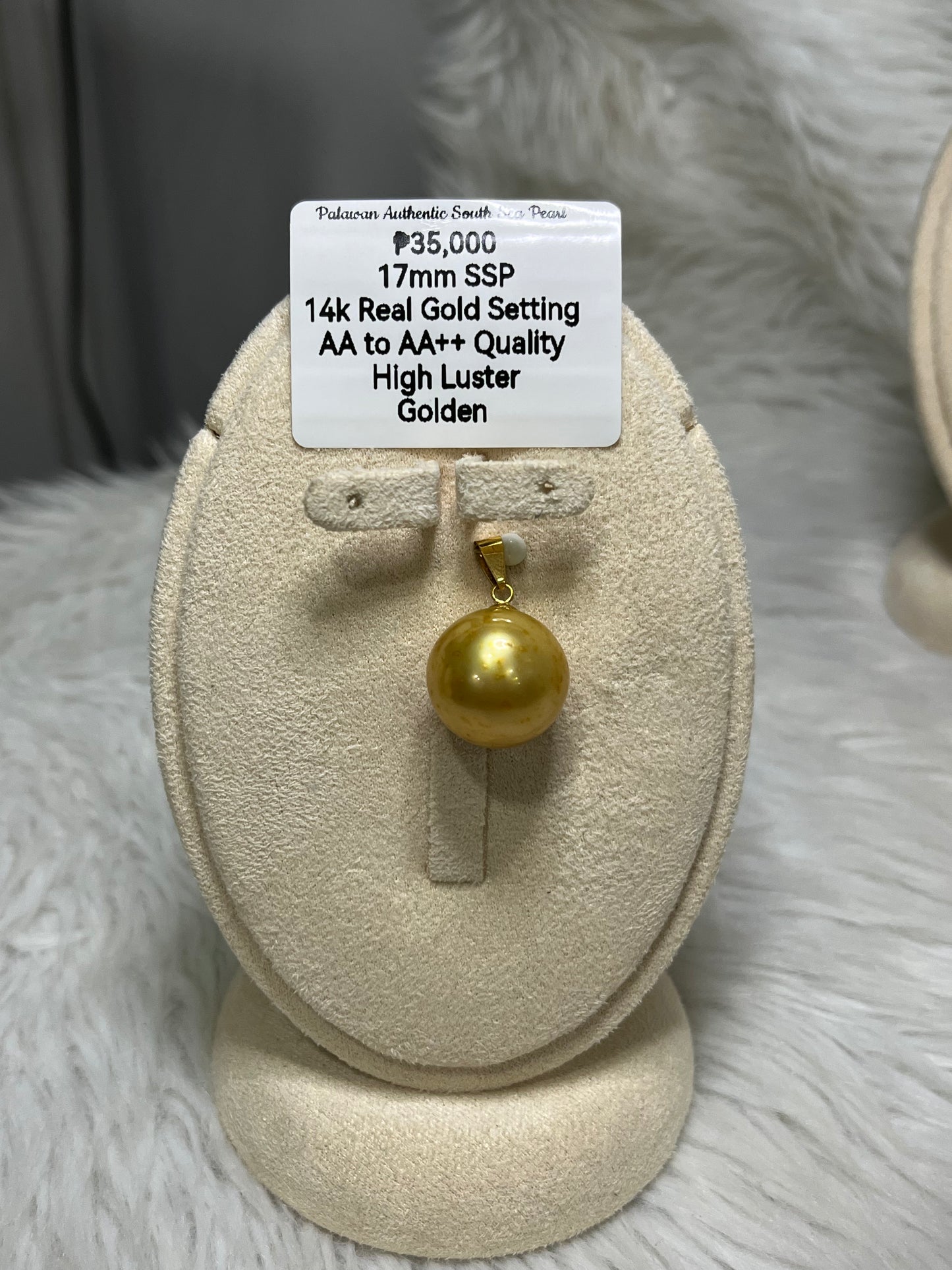 New Arrival! Authentic Golden Color South Sea Pearl Pendant in 14k Real Gold Settings