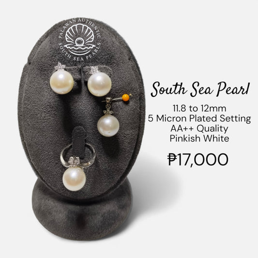 11.8mm to 12mm Authentic South Sea Pearl Sets in 5 Micron Plated Settings
