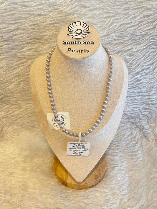 Authentic Bluish Gray Color South Sea Pearls Choker Necklace