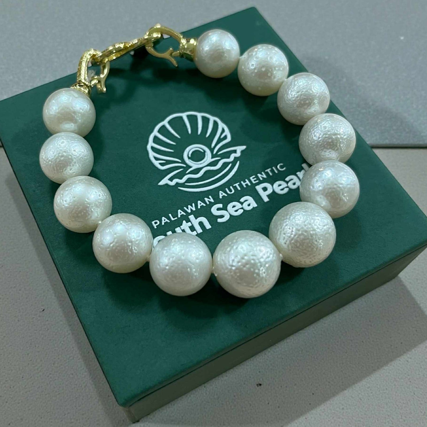 New Arrival! 11.7 to 13.5mm Palawan Authentic White South Sea Pearl Bracelet in 5 Micron Lock Settings