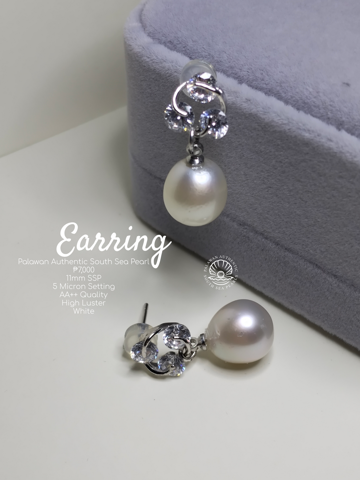 11mm Authentic White South Sea Pearls in S925 Settings