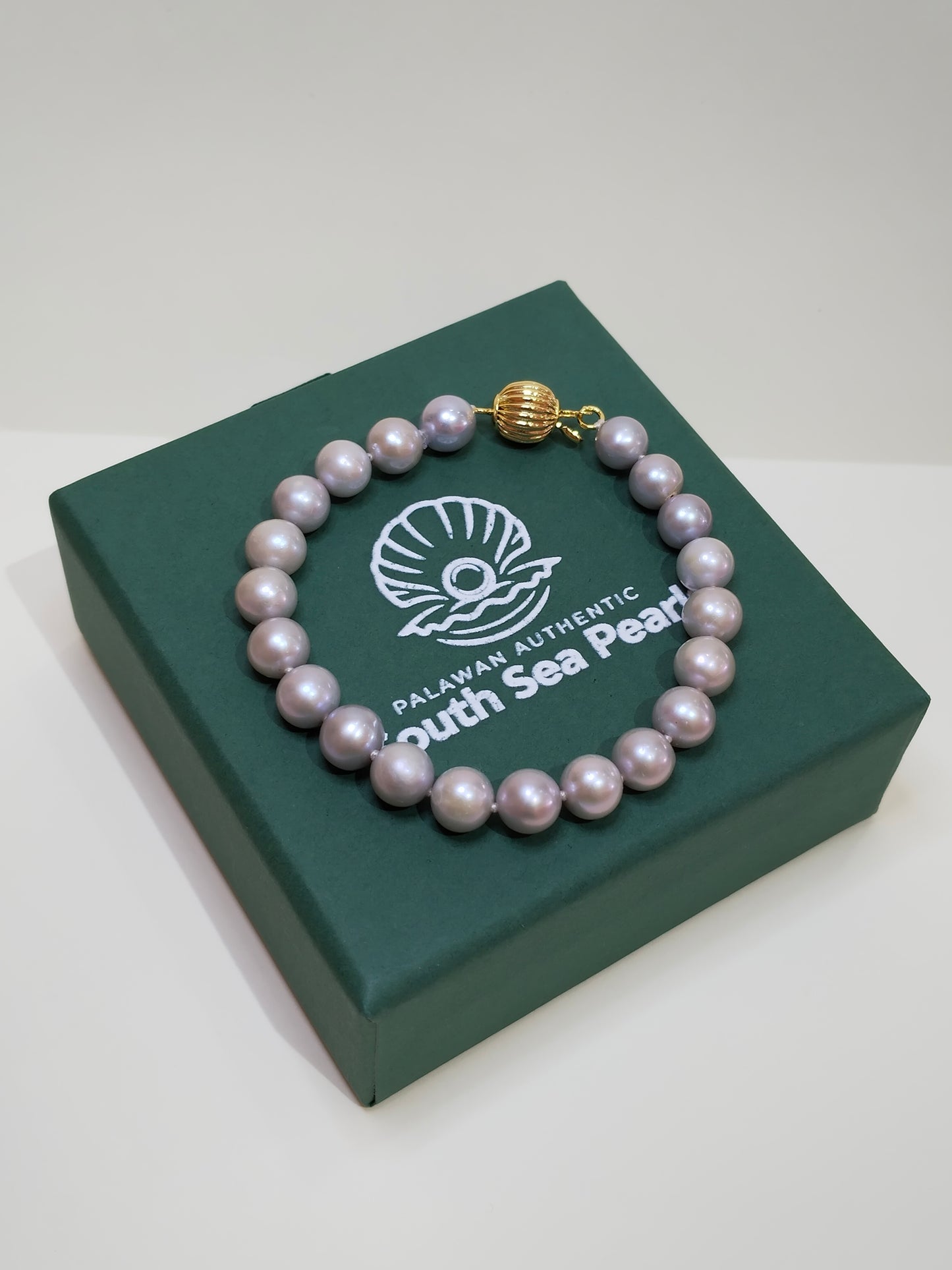 New Arrival! 6mm to 7mm Palawan Authentic Bluish Gray Color South Sea Pearl Bracelet in 5 Micron Plated Settings