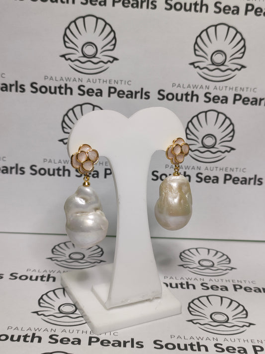 Authentic Fresh Water Pearl Baroque Earrings in 5 Micron Settings