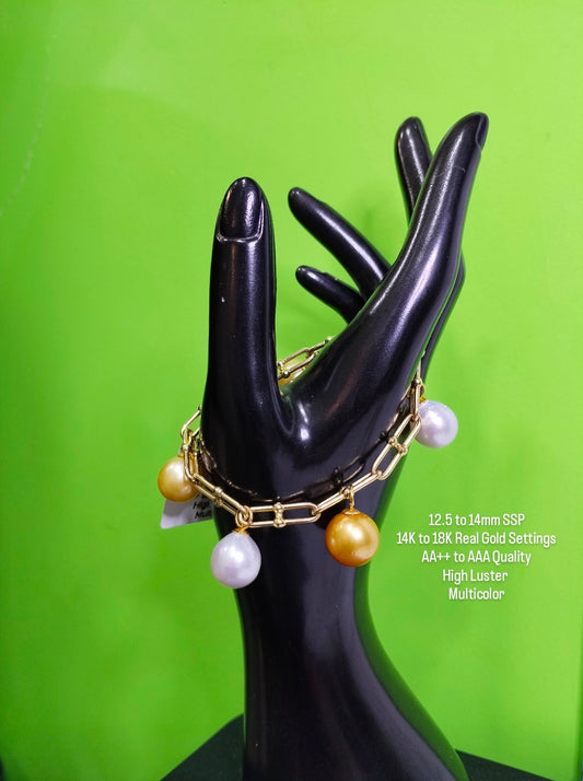 12.5mm to 14mm Authentic Multi-Color South Sea Pearls Bracelets