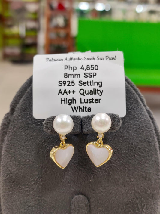 8mm Authentic White South Sea Pearls in S925 Settings