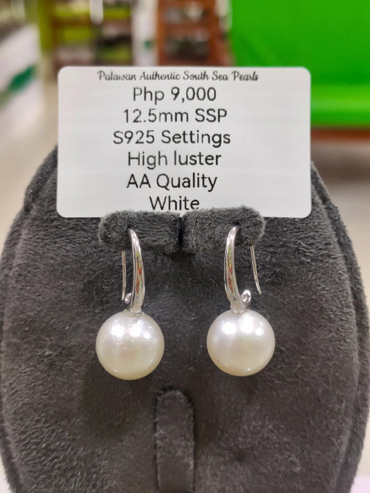 12.55mm Authentic White South Sea Pearls in 5 Micron Plated