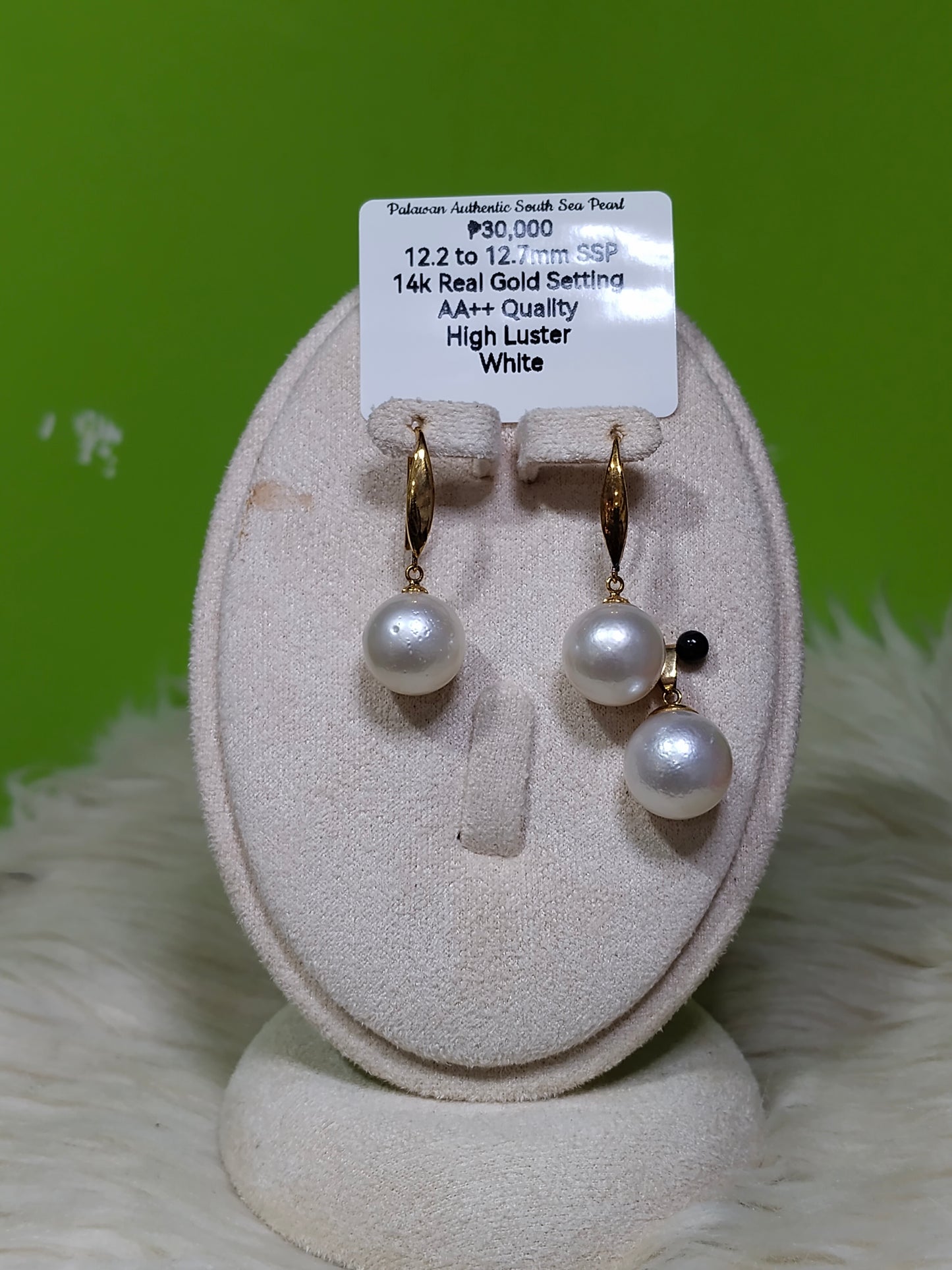 New Arrival! 12.2mm to 12.7mm Authentic White South Sea Pearls Set in 14K Gold Settings