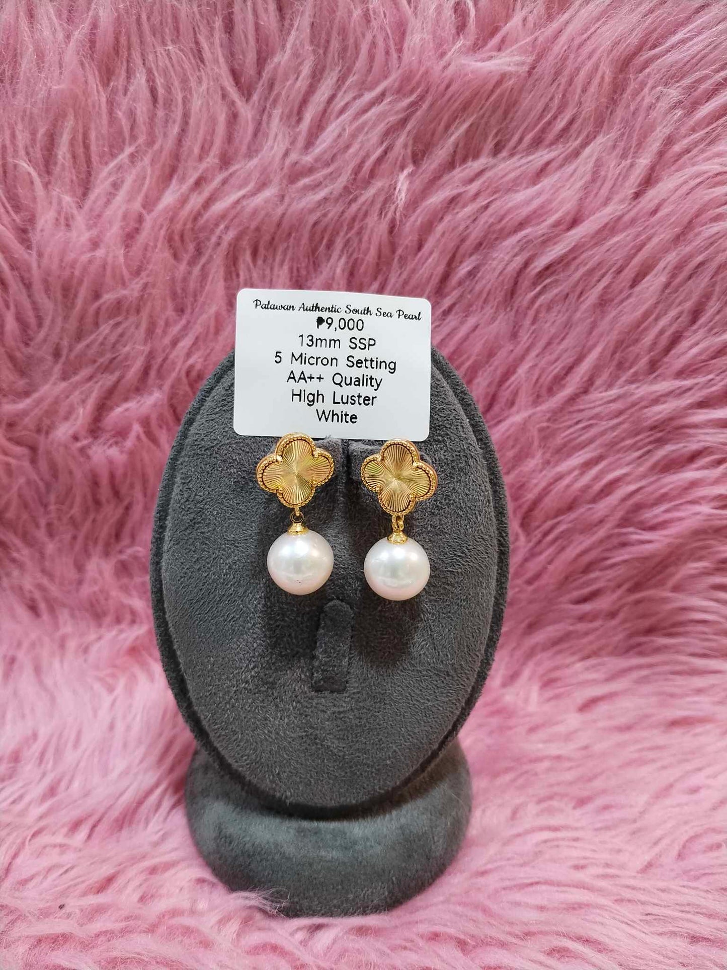 13mm Authentic White South Sea Pearl Set in 5 Micron Settings
