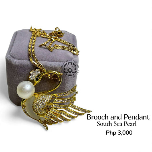 Palawan Authentic South Sea Pearl Brooch Pin in 5 Micron Plated Settings