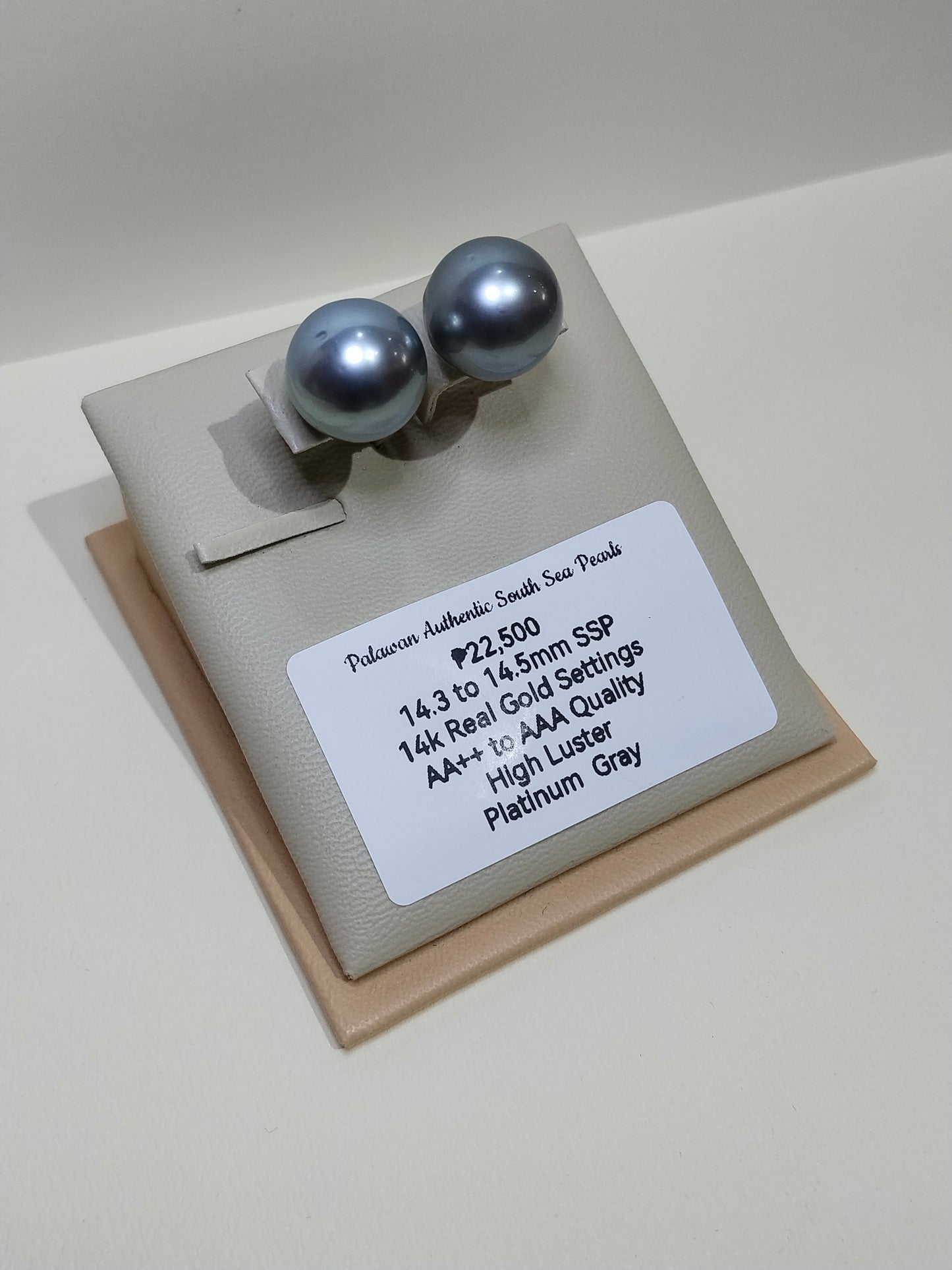 New Arrival! 14.3mm to 14.5mm Palawan Authentic Platinum Gray Color in 14k Real Gold Settings