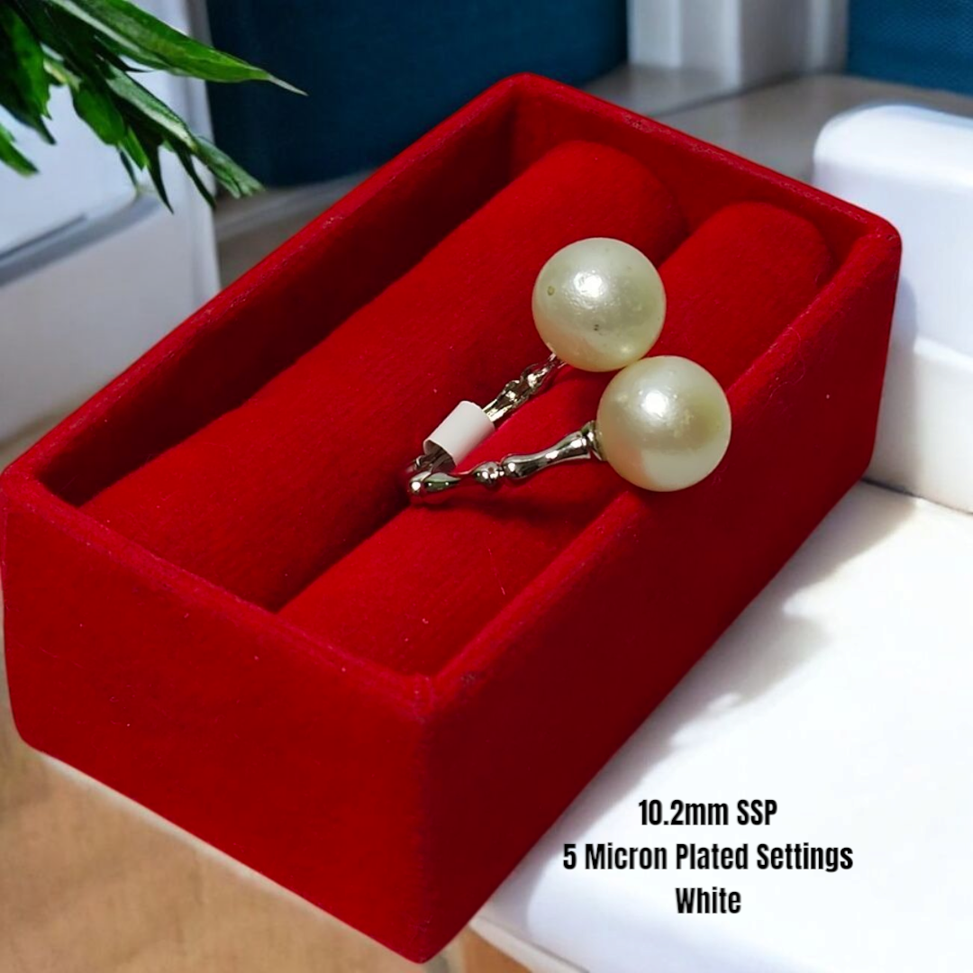 New Arrival! 10.2mm Authentic South Sea Pearls Ring in 5 Micron Plated Settings