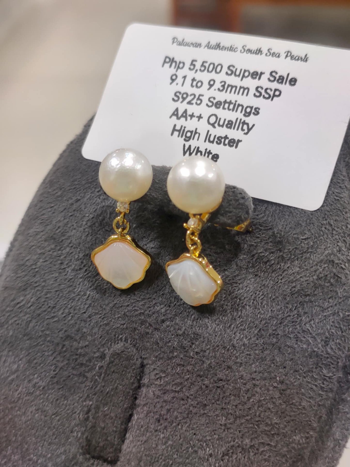 9.1mm to 9.3mm Authentic White South Sea Pearls in S925 Settings