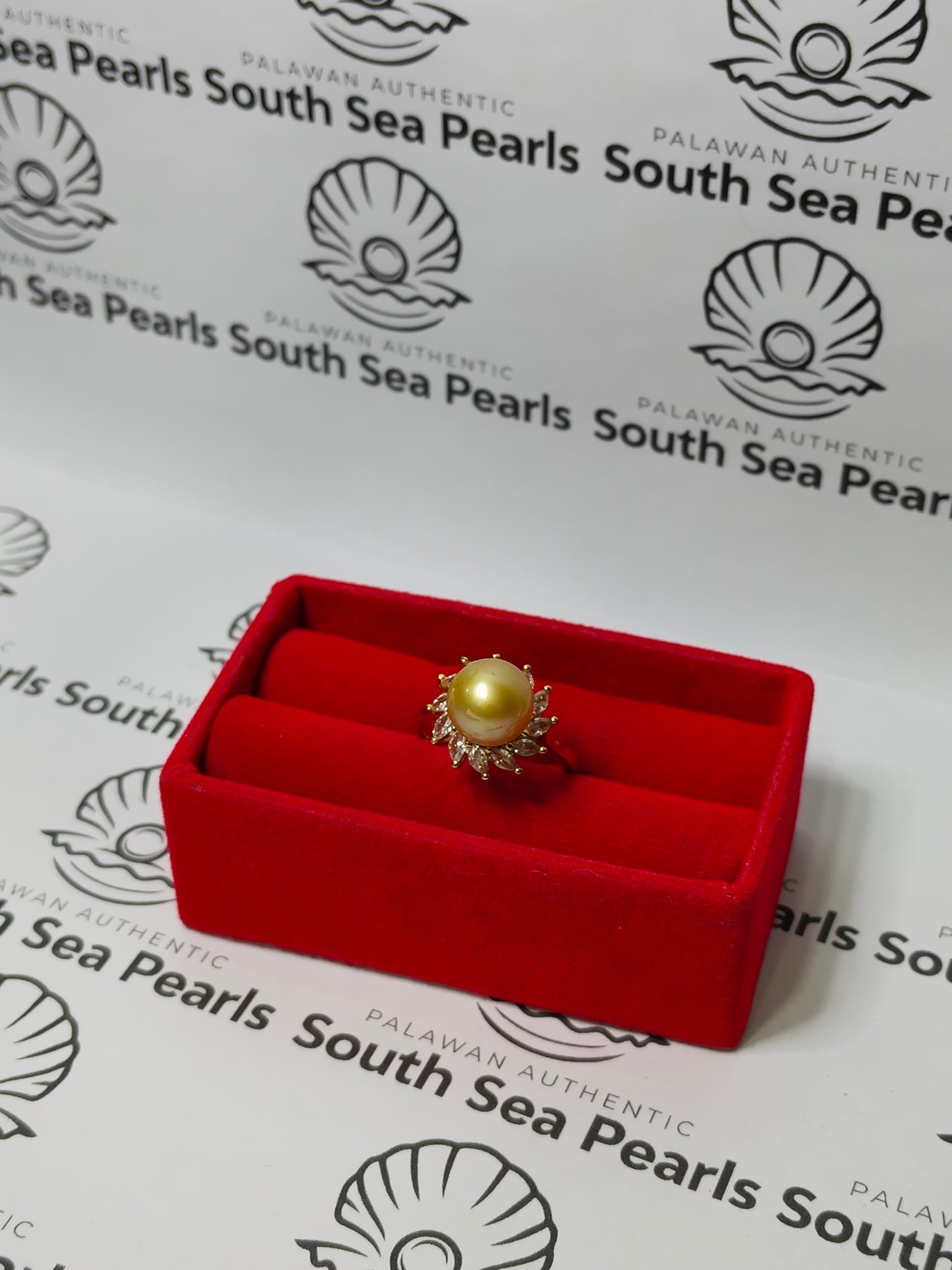 New Arrival! 10.1mm Authentic South Sea Pearls Ring in 5 Micron Plated Settings
