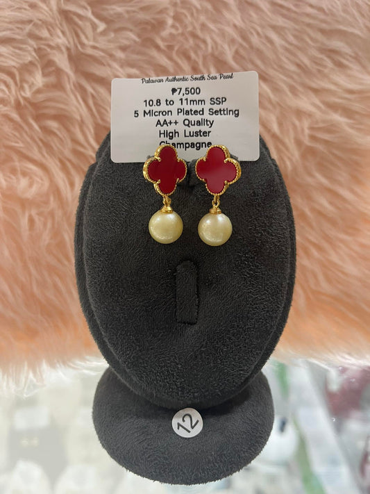 10.8mm to 11mm Authentic Champagne Color South Sea Pearls Set in 5 Micron Settings