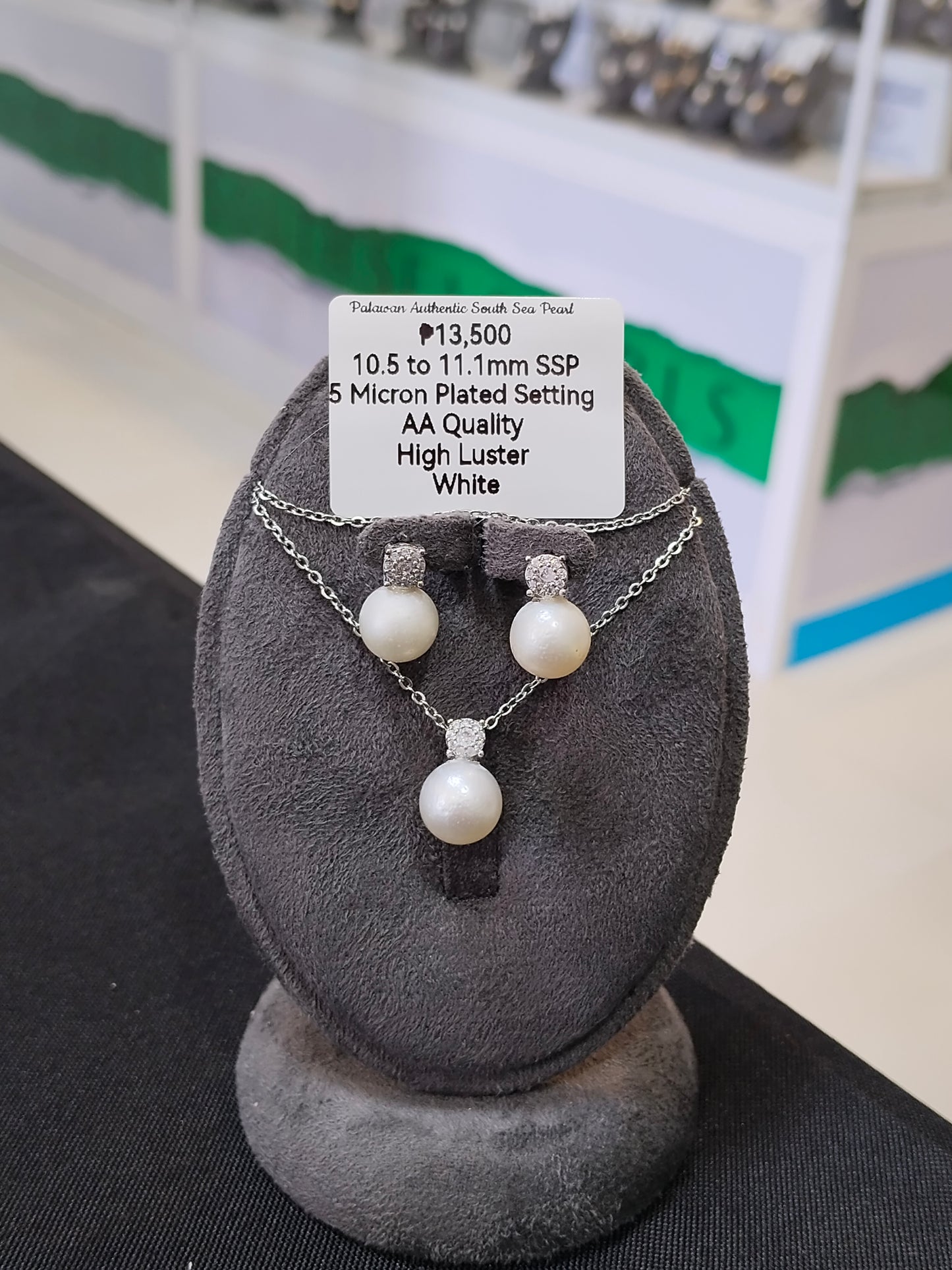 10.5mm to 11.1mm Authentic White South Sea Pearl Set in 5 Micron Settings