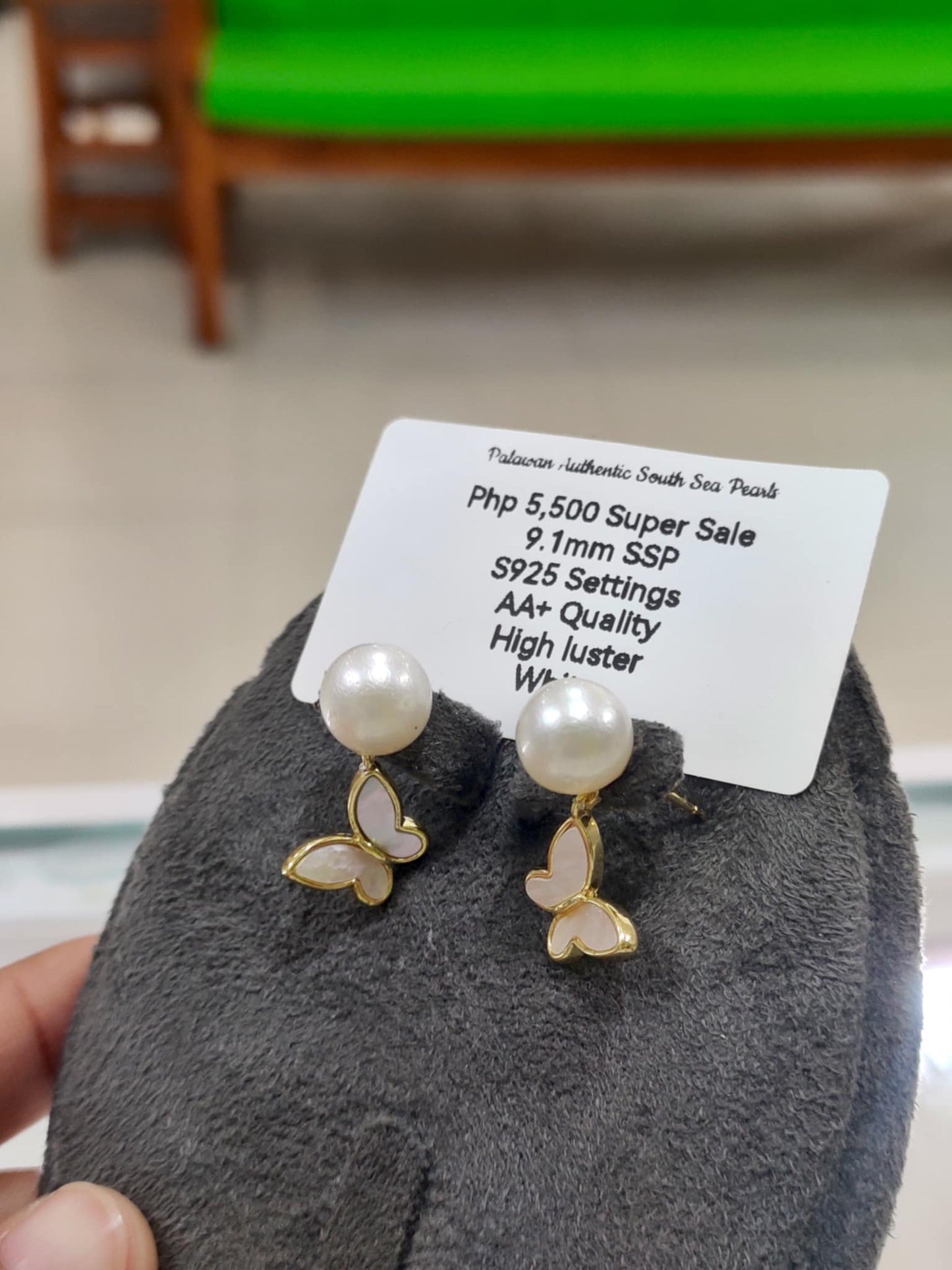 9.1mm Authentic White South Sea Pearls in S925 Settings
