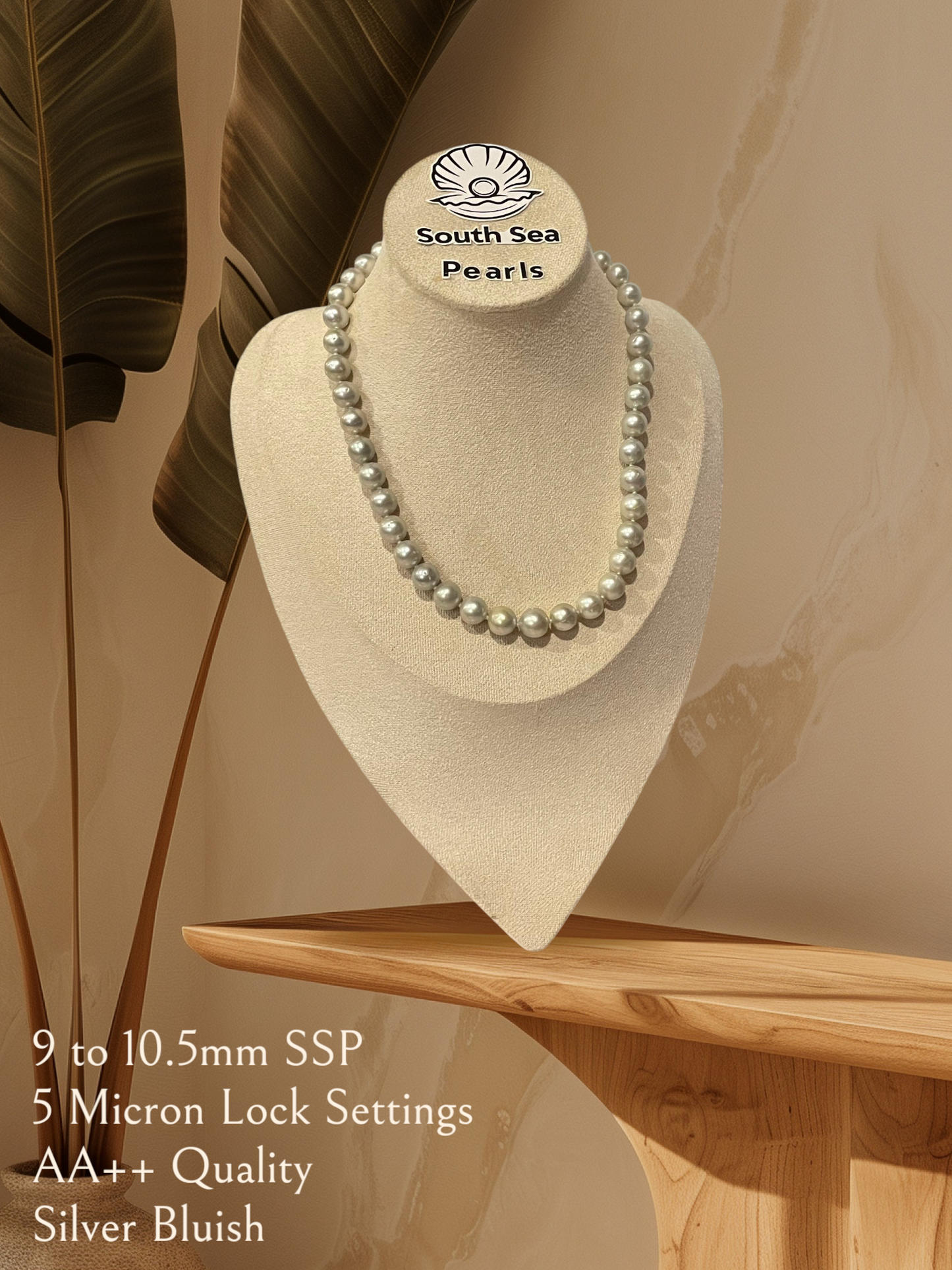 New Arrival! 9 to 10.5mm Authentic Silver Bluish South Sea Pearl Chocker in 5 Micron Setting