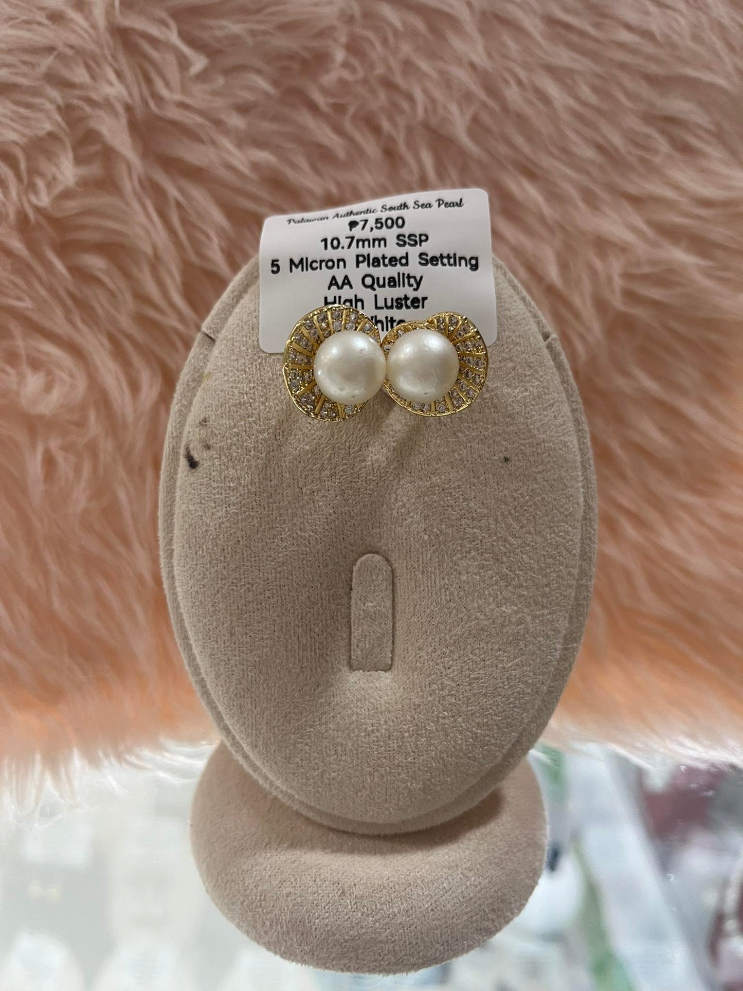 10.7mm Authentic White South Sea Pearl Set in 5 Micron Settings