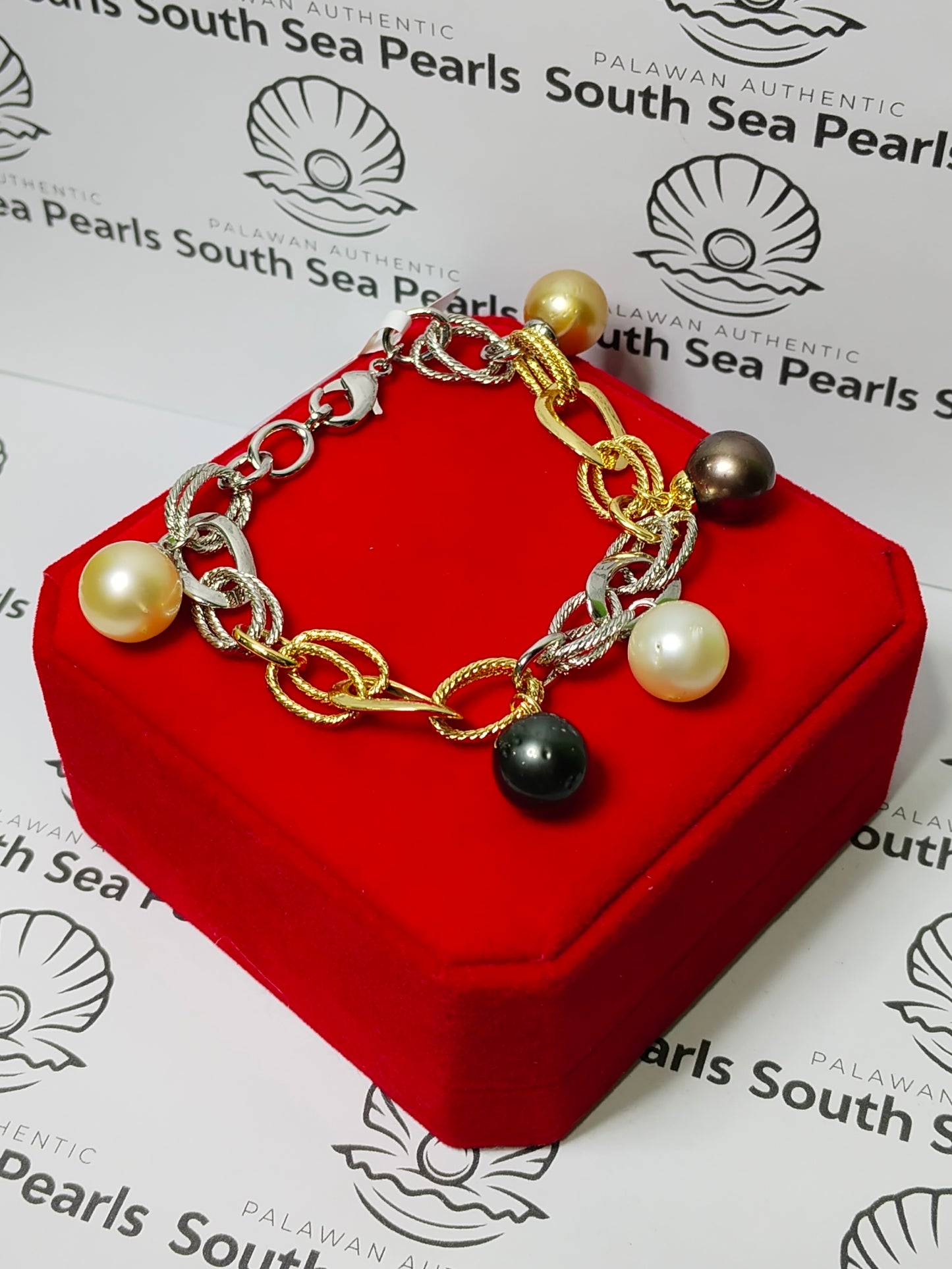 New Arrival! 11.4mm to 12.4mm Authentic Multi-Color South Sea Pearls Bracelets