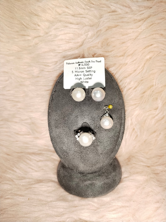 11.5mm Authentic White South Sea Pearl Set in 5 Micron Settings