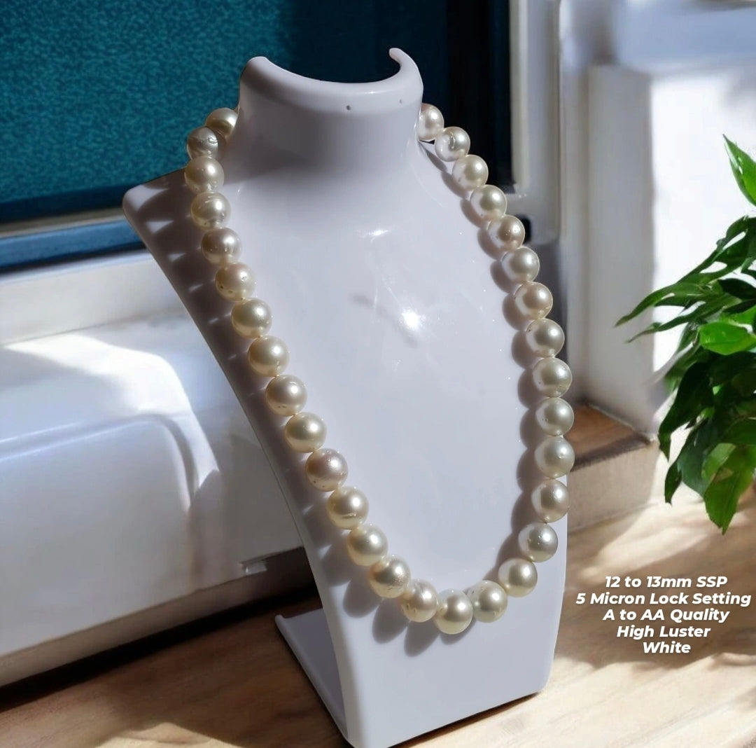 New Arrival! 12 to 13mm Authentic White South Sea Pearl Chocker in 5 Micron Setting