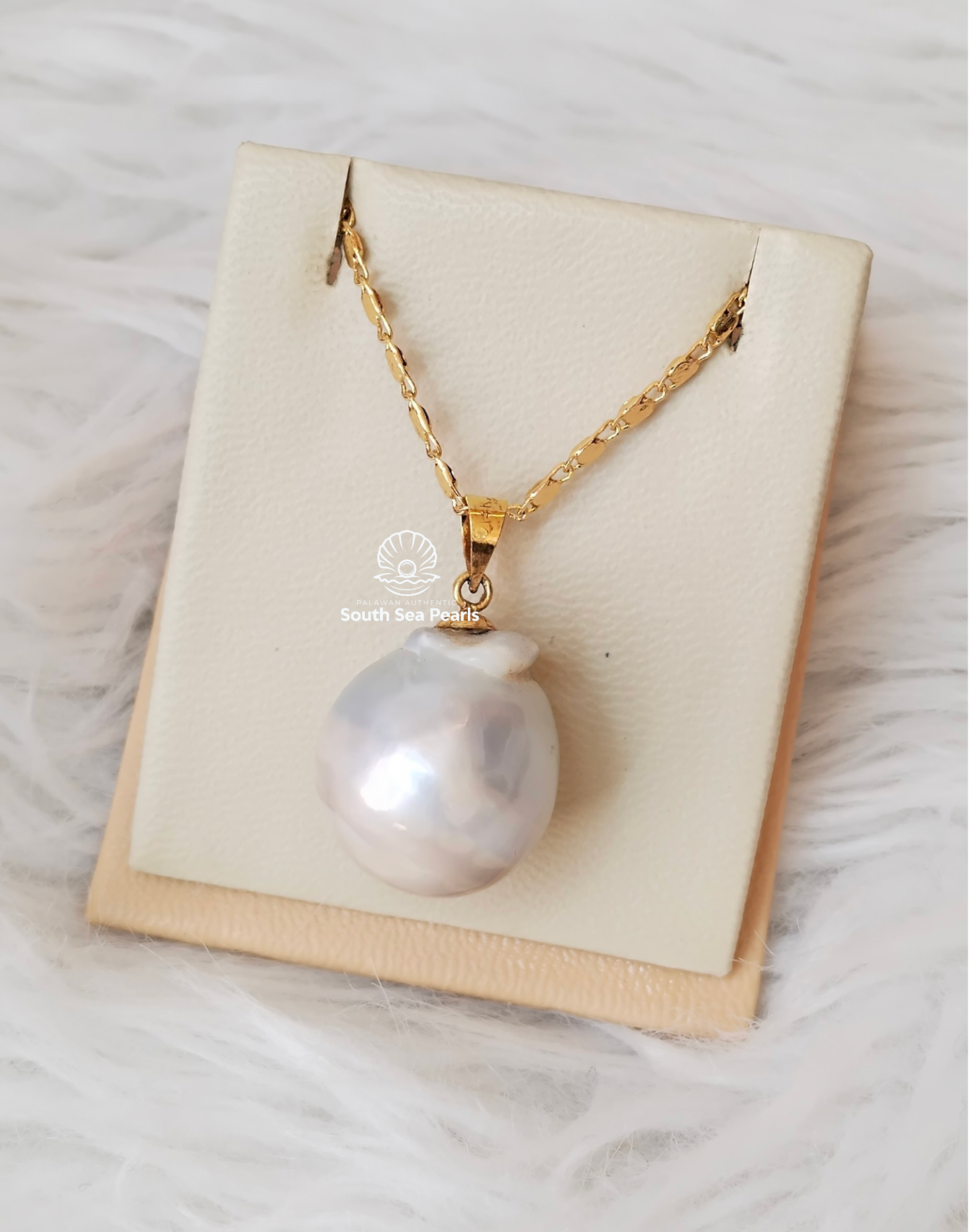 17.5mm Palawan Authentic Bluish Color South Sea Pearl Pendant in 14k Real Gold Settings