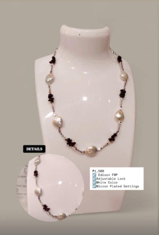 Authentic Fresh Water Pearl Keshi Pearl Necklace in 5 Micron Settings