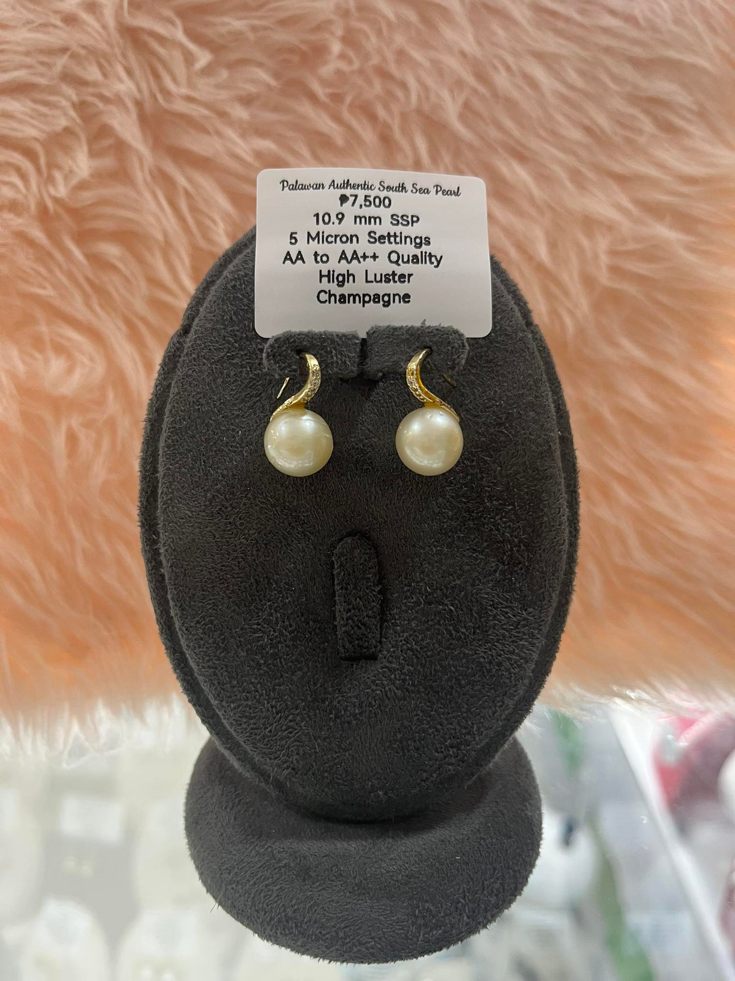 10.9mm Authentic Champagne Color South Sea Pearl Set in 5 Micron Settings