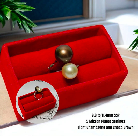 New Arrival! 9.8mm to 11.4mm Authentic South Sea Pearls Ring in 5 Micron Plated Settings