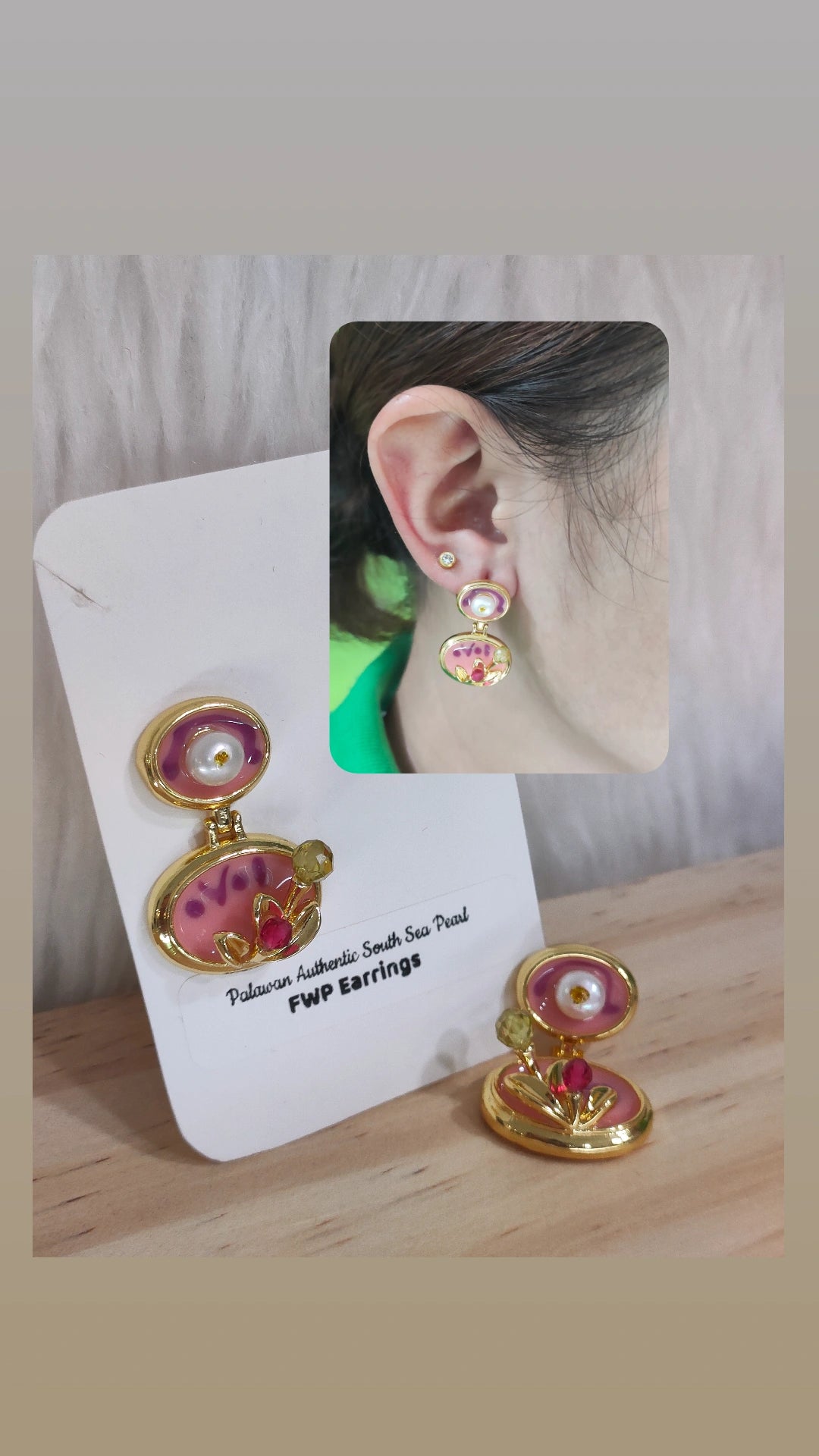 Authentic Fresh Water Pearl Earrings in 5 Micron Settings