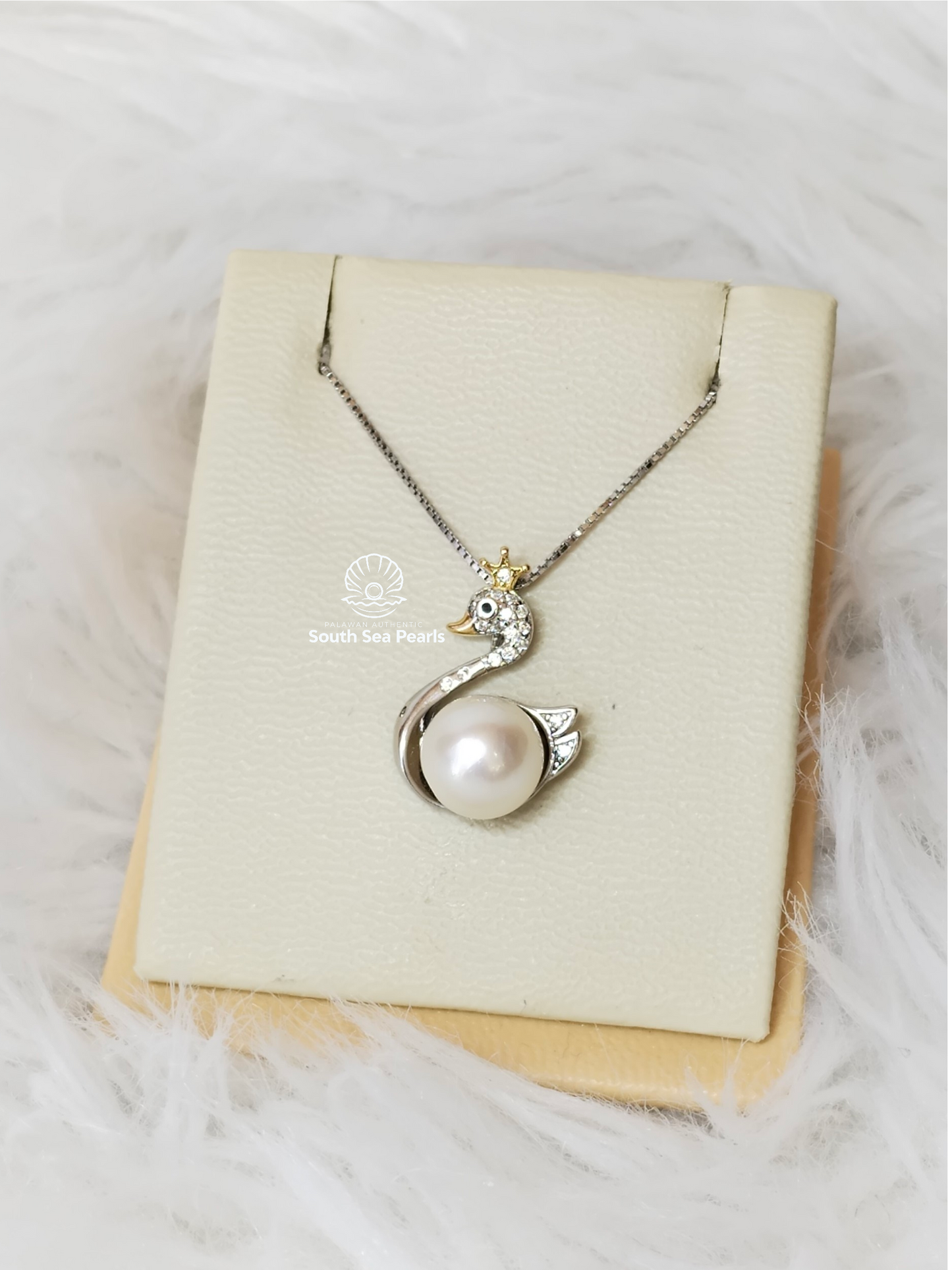 8.8mm Palawan Authentic White Color South Sea Pearl Pendant in 5 Micron Plated Settings